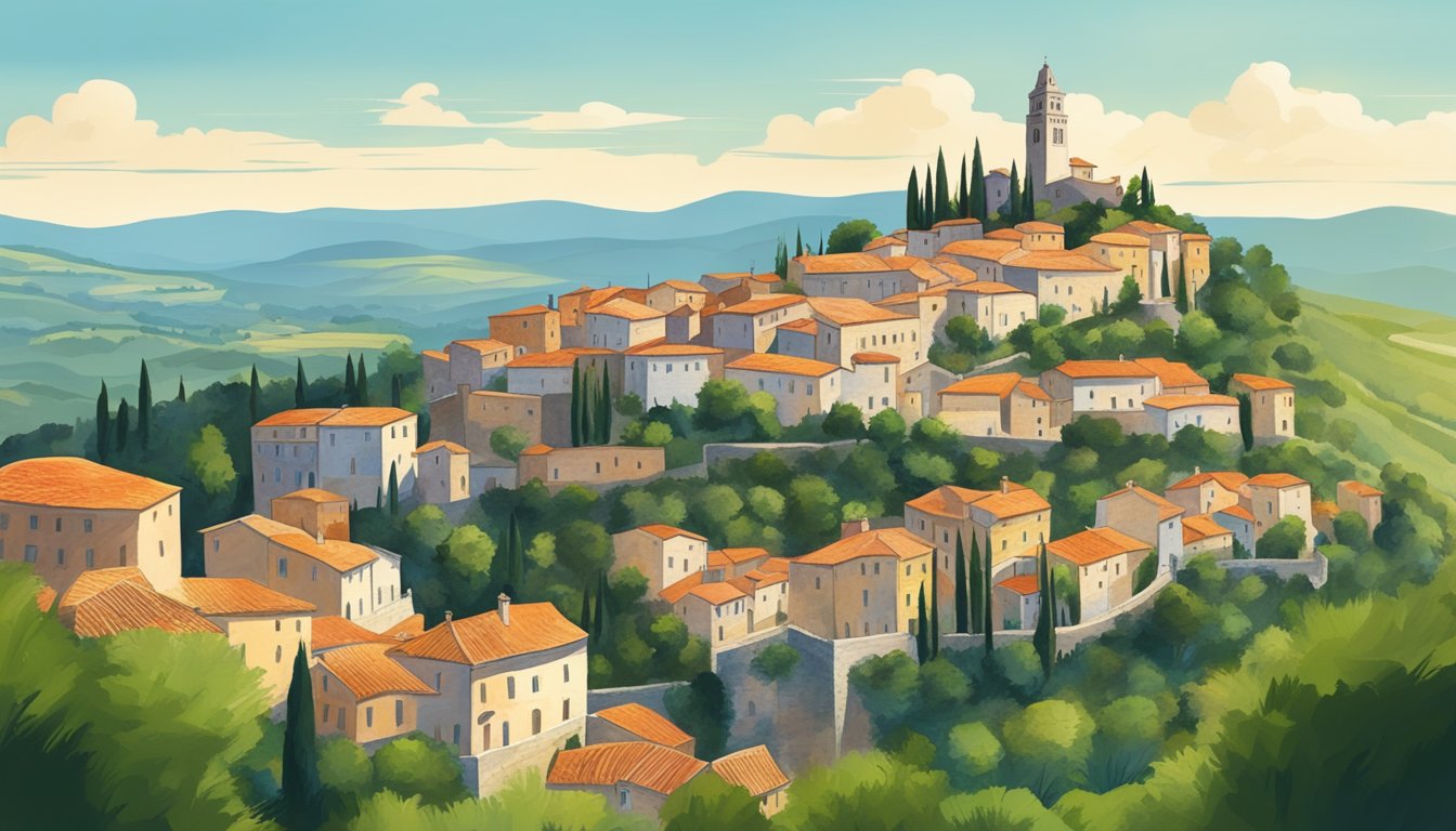 Motovun, Croatia: A hilltop town with winding streets, surrounded by lush greenery and overlooking the Istrian countryside