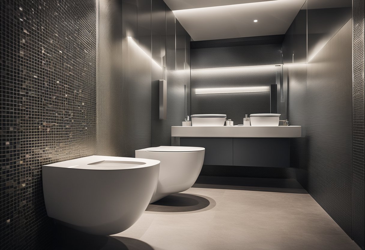 A modern French toilet design influenced by cultural elements, with sleek lines and innovative features
