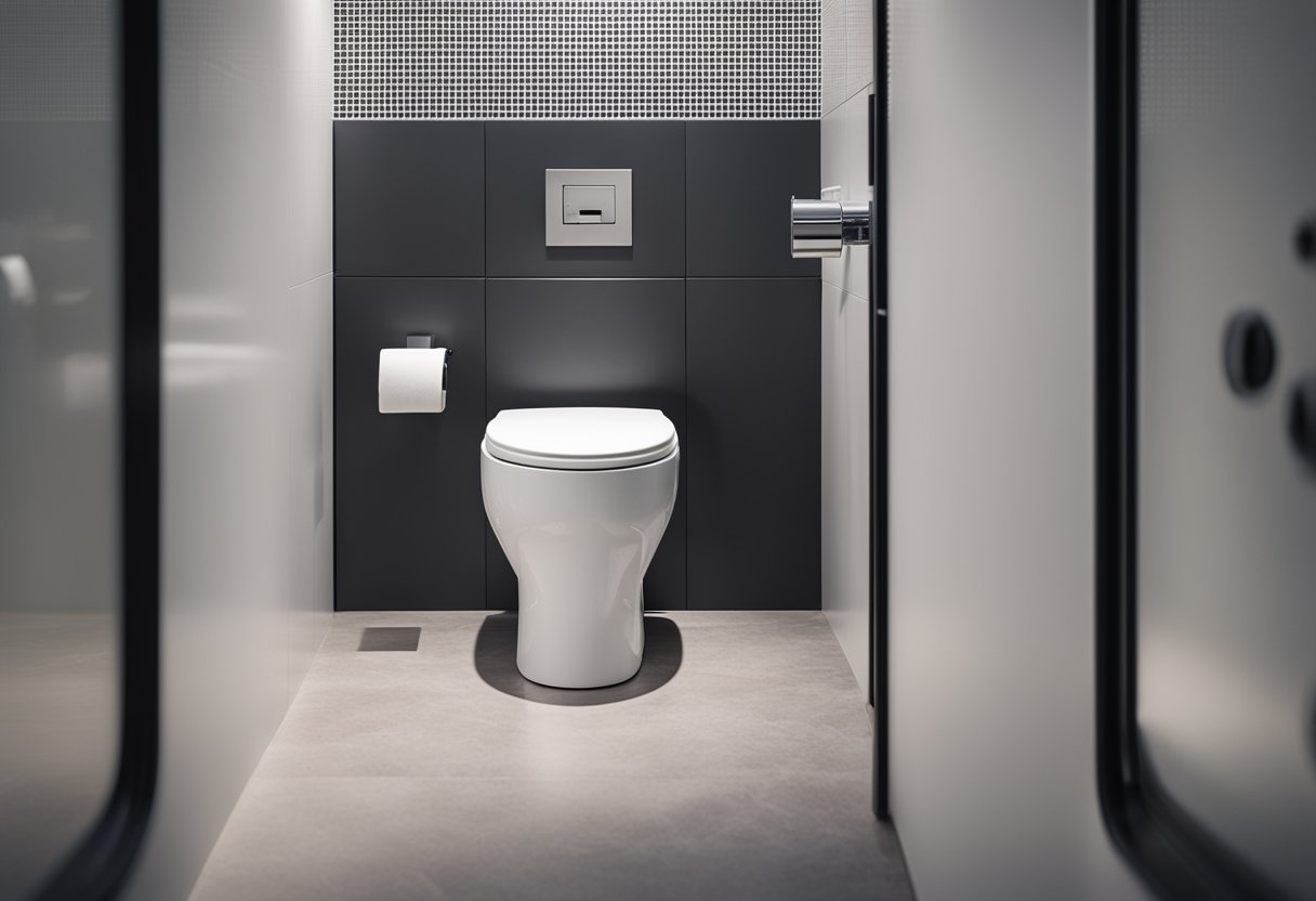 A small, compact toilet with a sleek, modern design, featuring a rounded seat and minimalistic flush buttons