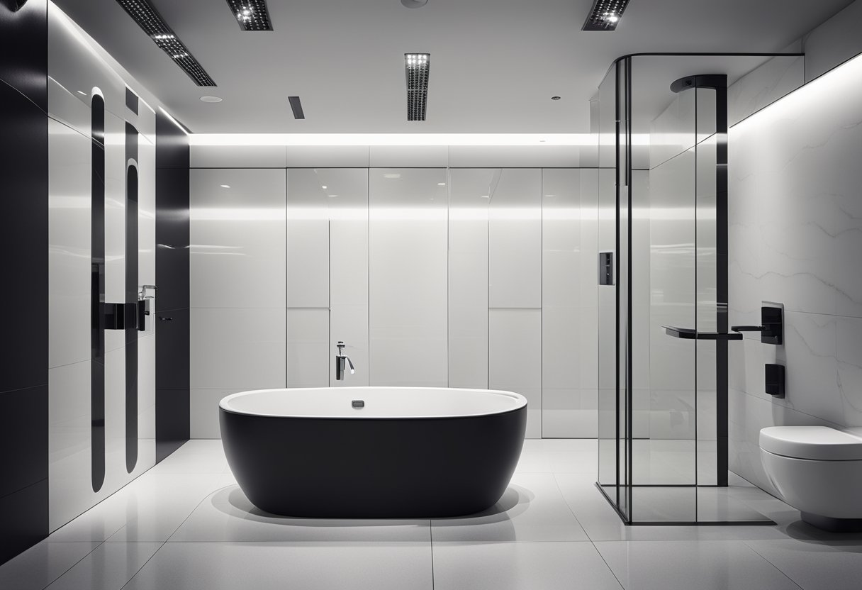 A clean, modern toilet with bold black and white design