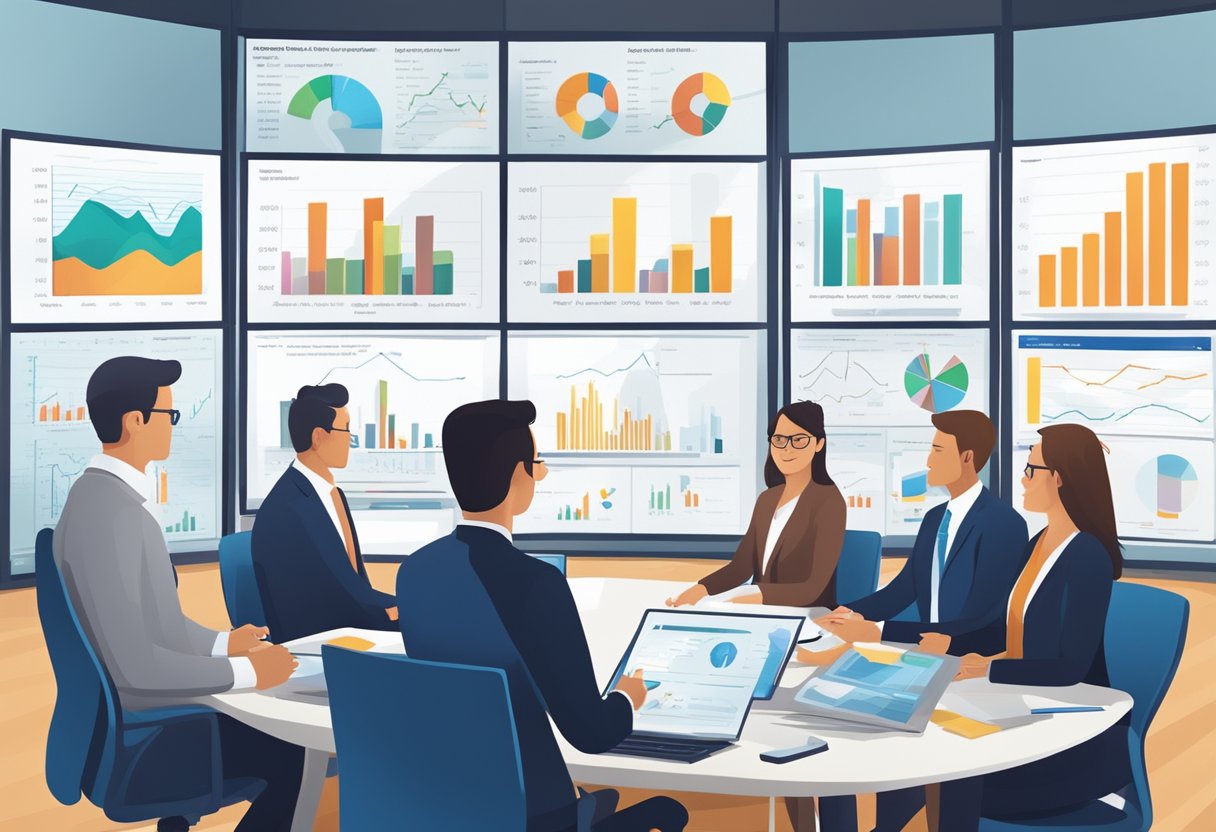 A group of investment professionals building target date retirement fund portfolios, mitigating portfolio risks