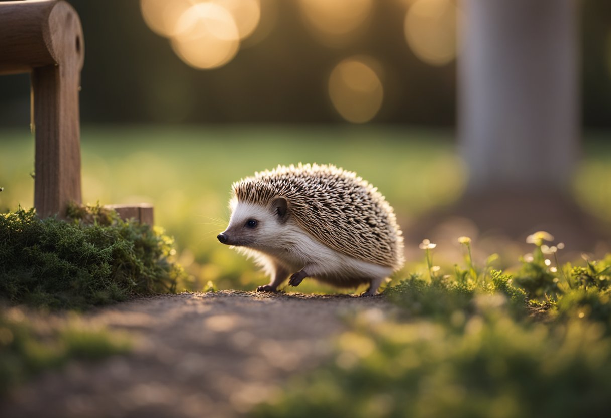 A hedgehog is leaping over a small obstacle to demonstrate its ability to jump