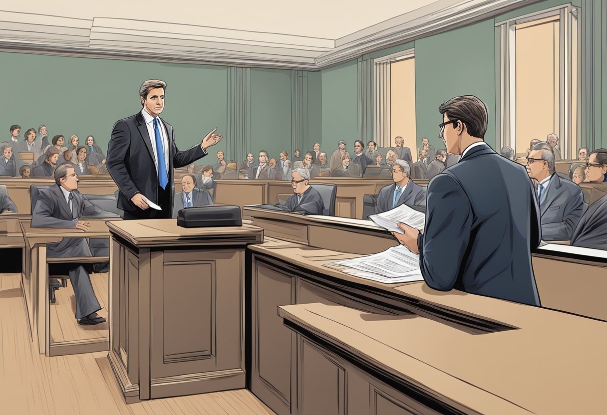 A lawyer presenting a case in a traffic court, defending a suspended or revoked driver's license