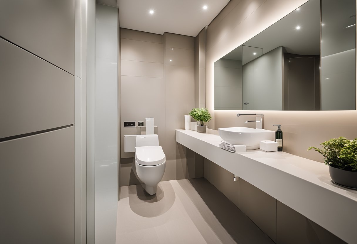 A simple 2-room BTO toilet with modern fixtures and neutral color scheme