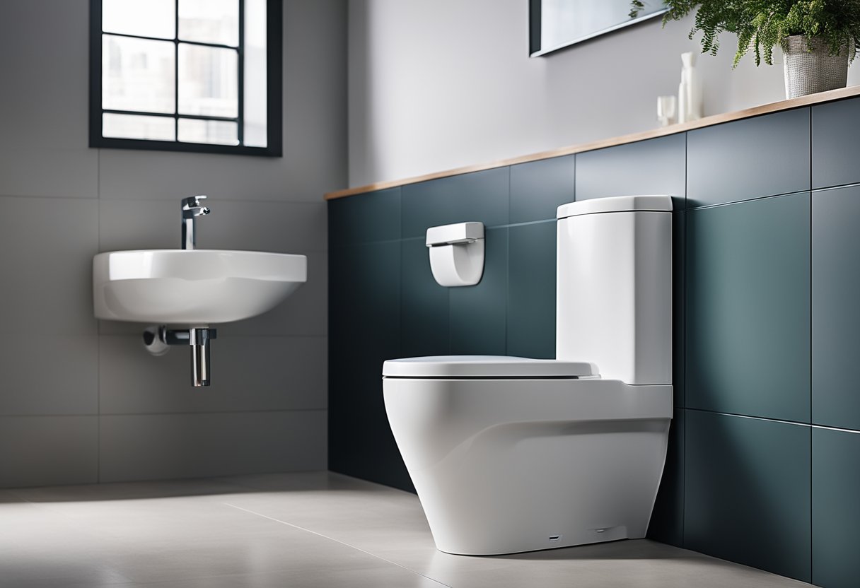 A sleek, modern toilet with clean lines and a minimalist design. The toilet is made of high-quality materials and features a streamlined, ergonomic shape