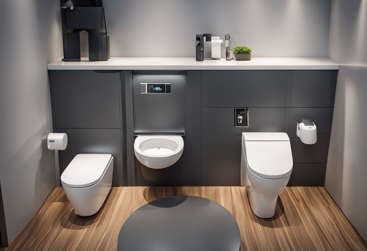 A compact toilet with clever storage, foldable fixtures, and efficient layout