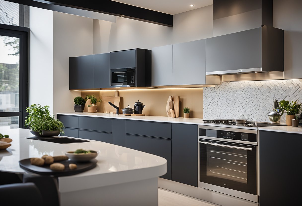 A kitchen being transformed with modern appliances and sleek finishes