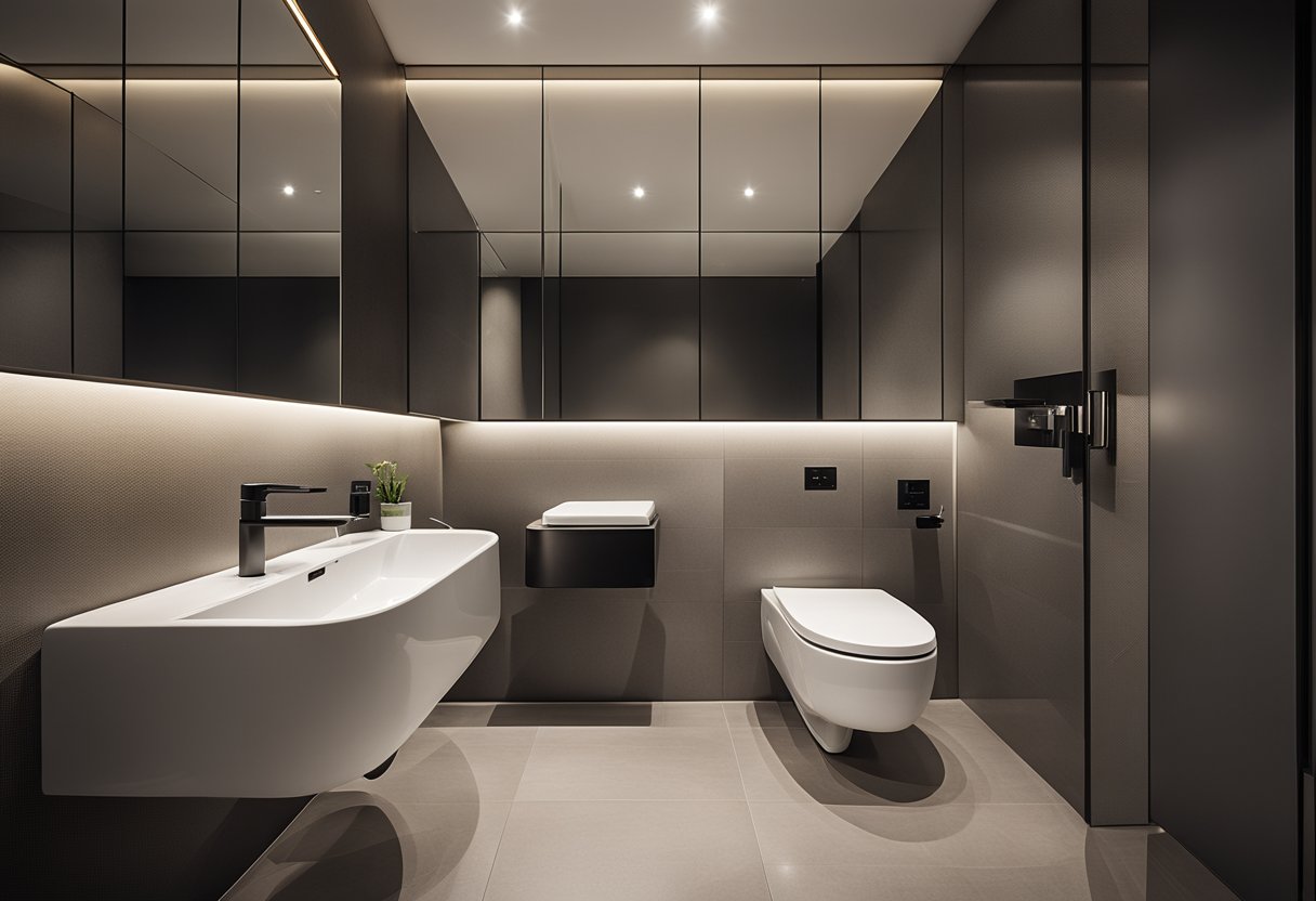 A modern toilet with sleek HDB hip design, featuring clean lines and minimalistic fixtures