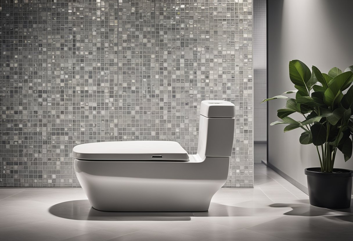 A sleek, minimalist toilet bowl with clean lines and a smooth, glossy surface. The design features a low-profile tank and a comfortable, ergonomic seat