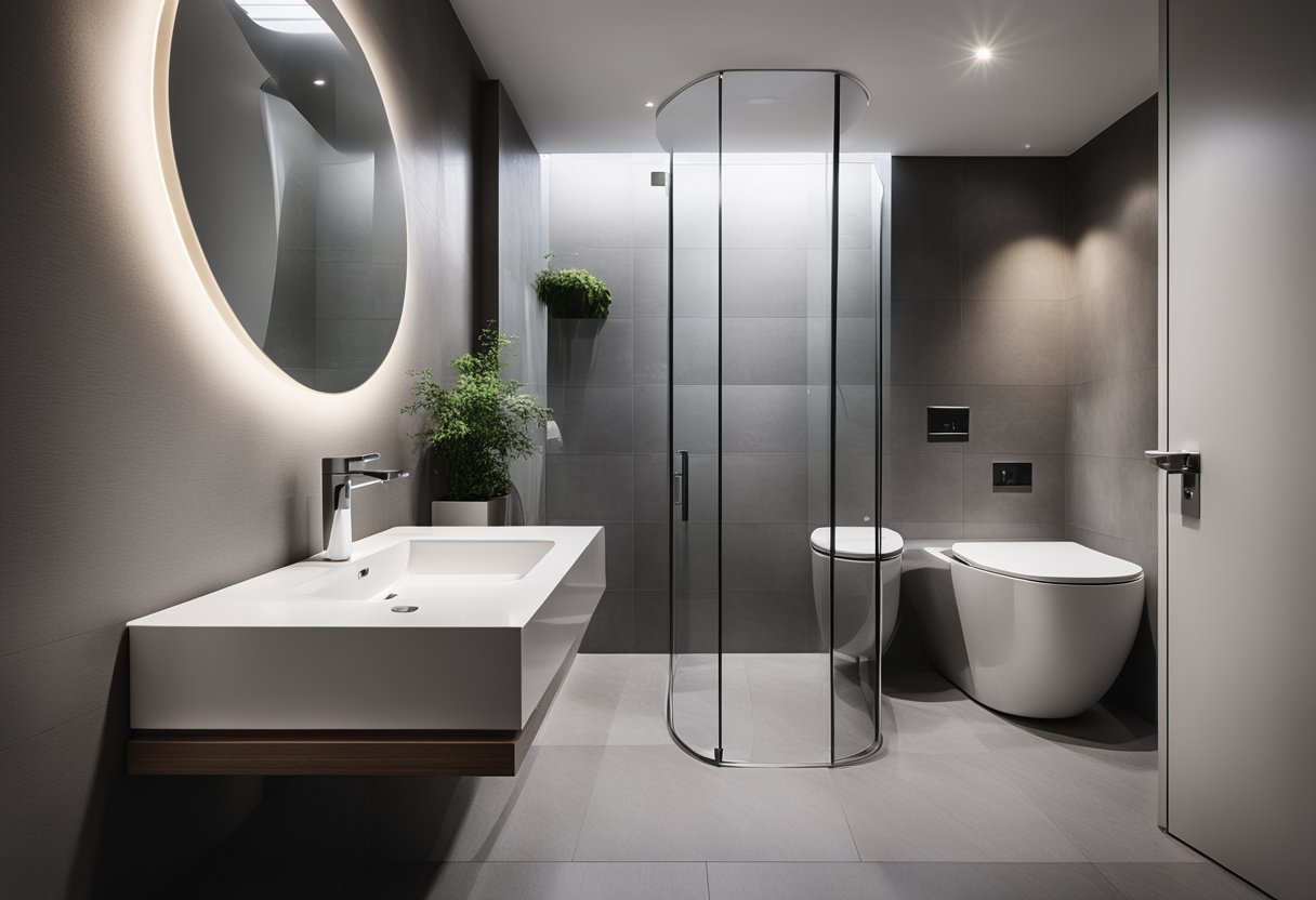 A sleek, modern toilet with a shower, maximizing space and style