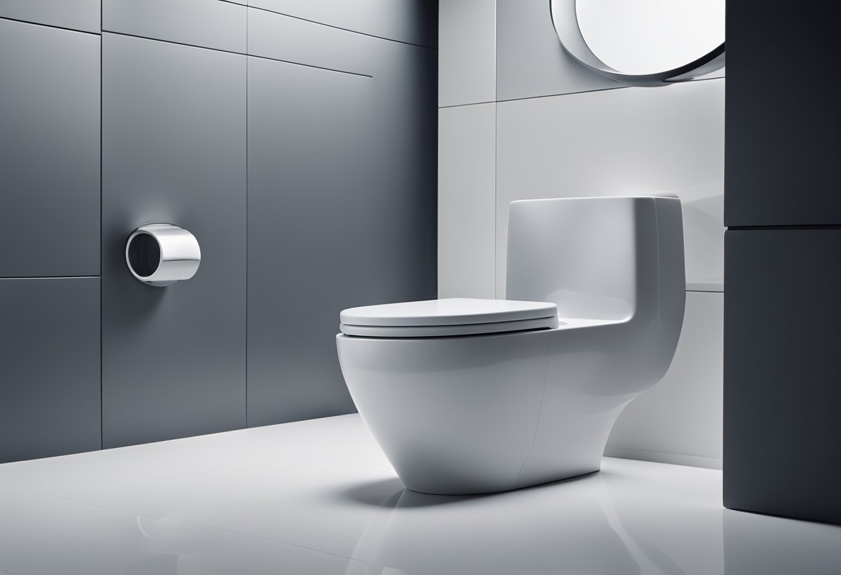 A sleek, minimalist toilet bowl with clean lines and futuristic features