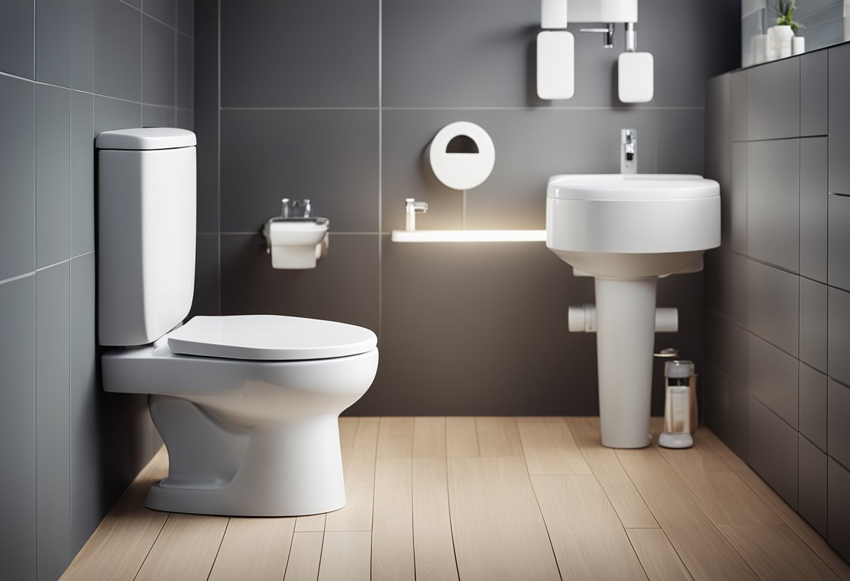 A child-sized toilet with innovative features, such as adjustable height and easy-to-reach flush, set in a brightly lit, modern bathroom