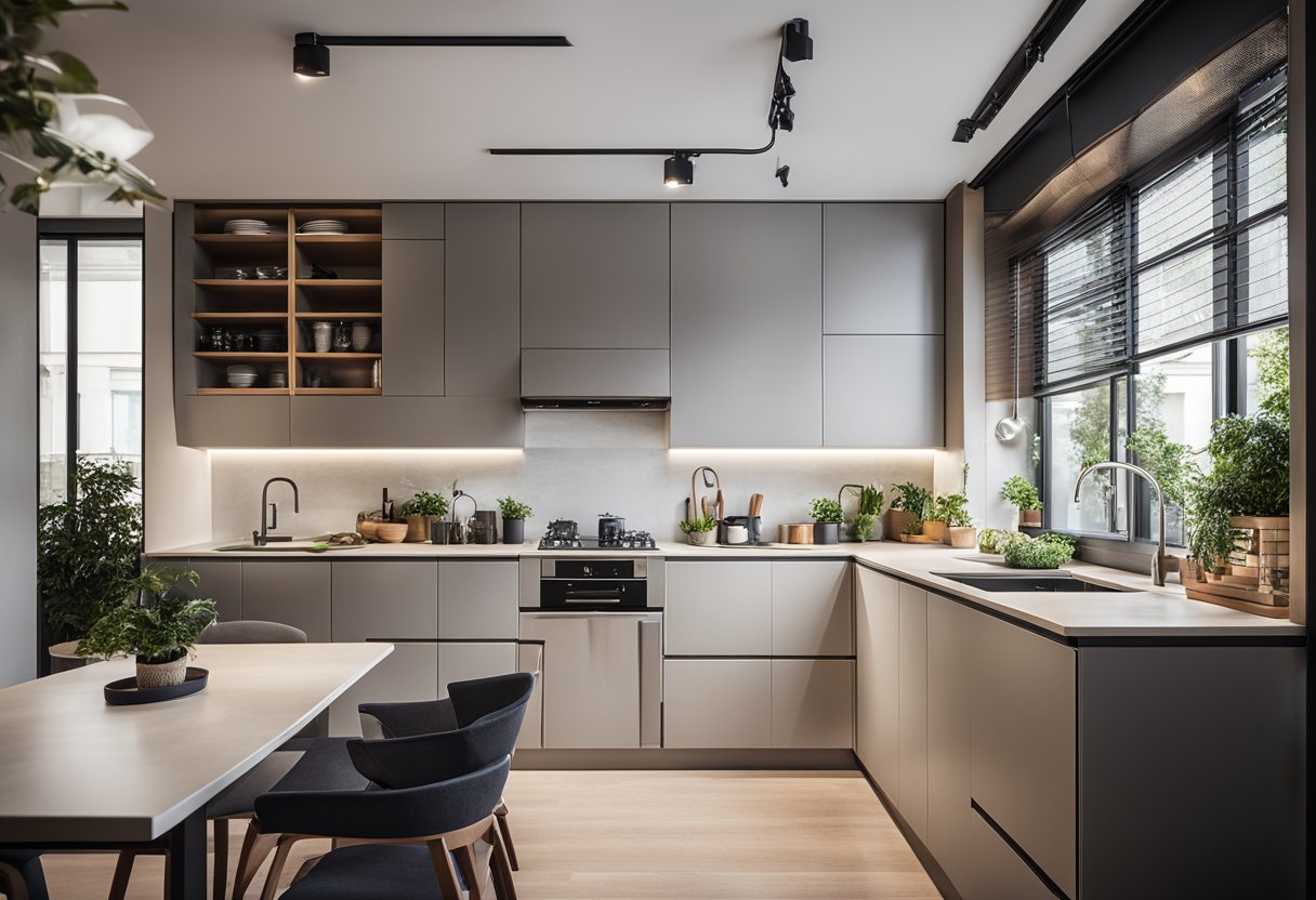 A modern 3-room flat kitchen with integrated lifestyle elements and personalized touches