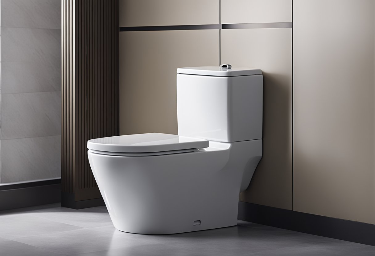 A sleek, modern toilet bowl with clean lines and a comfortable seat, featuring innovative design elements for improved functionality and aesthetics