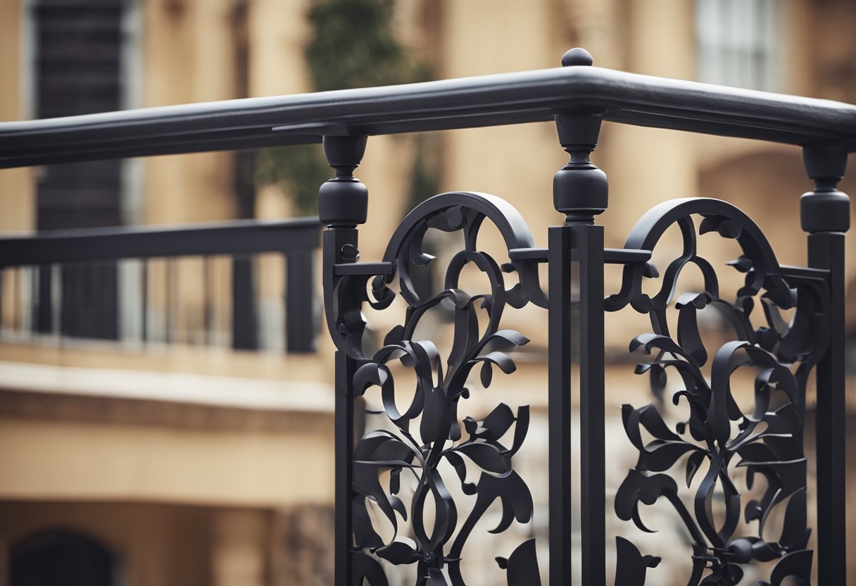 A skilled artisan customizes and installs an intricate iron railing design for a balcony
