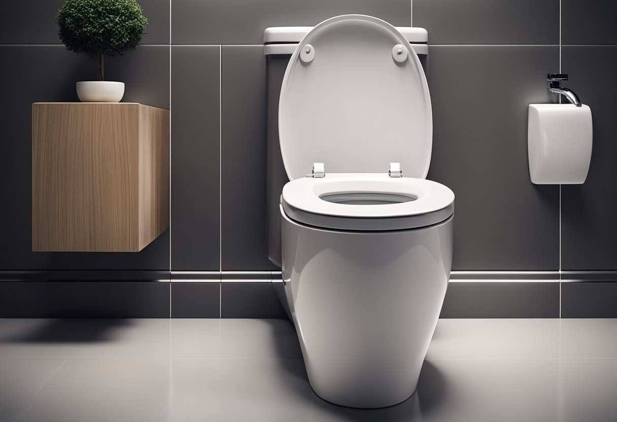 A sleek, modern toilet bowl with innovative features and stylish aesthetics