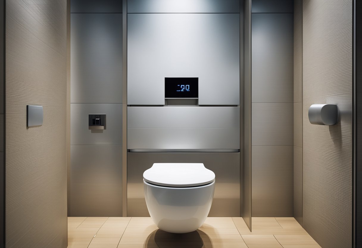 A modern Japanese toilet with advanced features and control panel