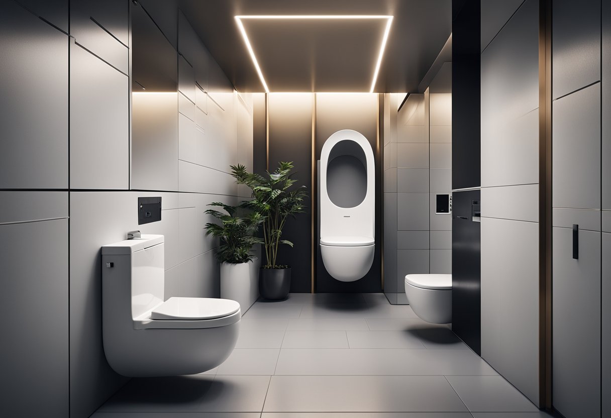 A sleek, modern squat toilet with ergonomic features and clean lines