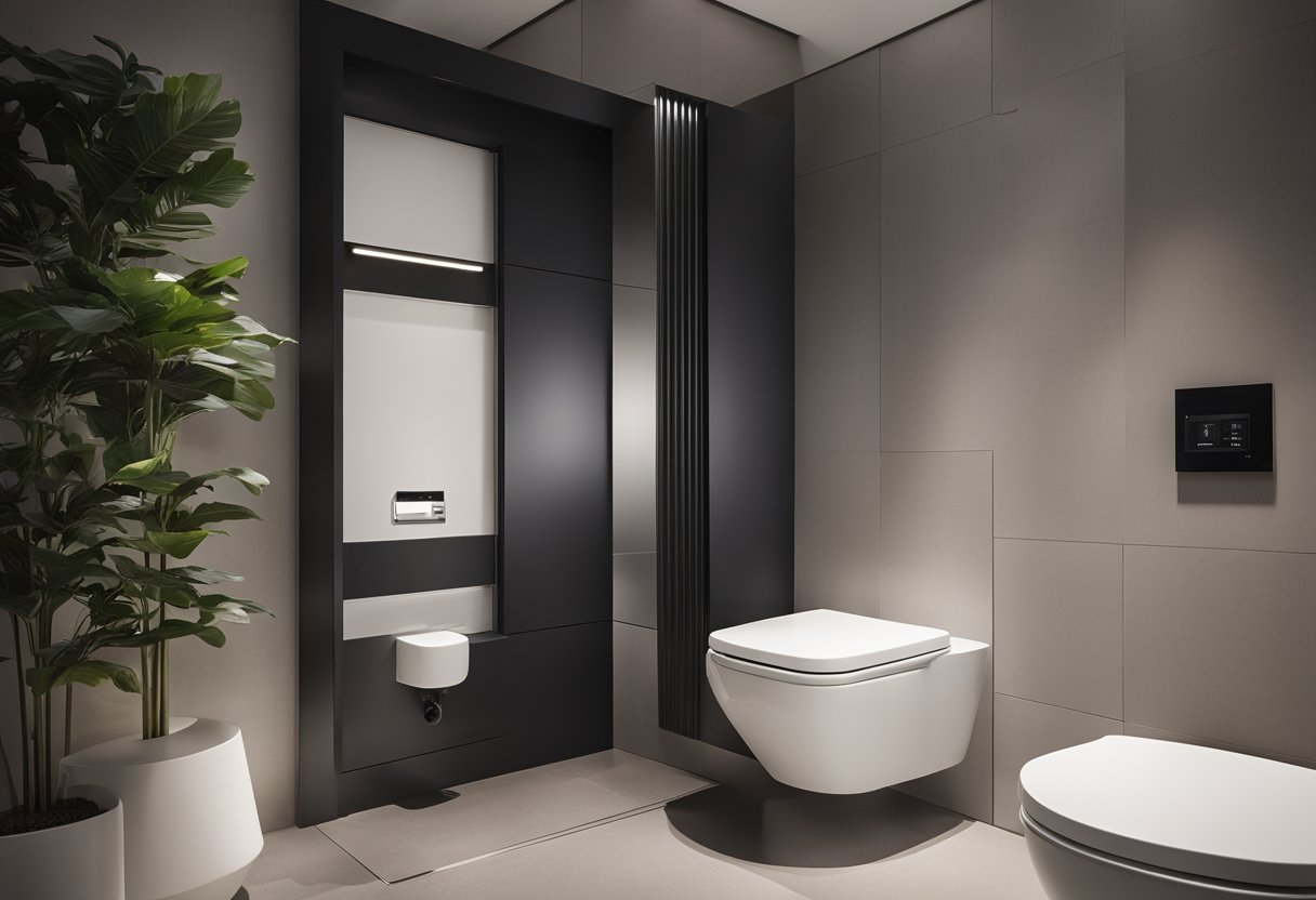 A modern squat toilet with sleek, minimalist design, featuring clean lines and a compact, space-saving shape