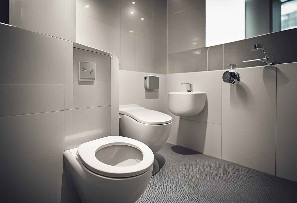 A simple toilet and bathroom with basic fixtures and features