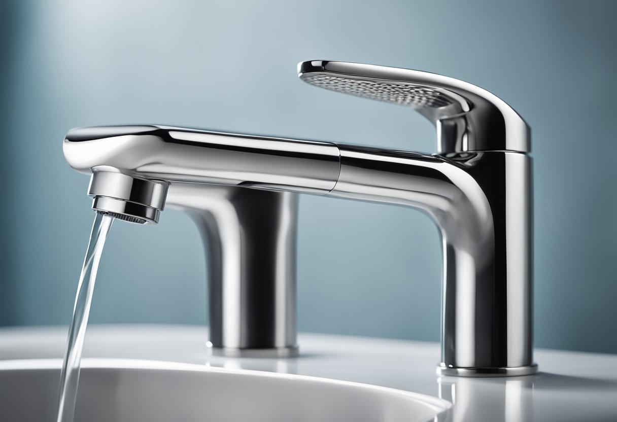 A sleek, modern toilet tap with a unique, innovative design. The tap features a streamlined, minimalist look with a touchless sensor for hands-free operation