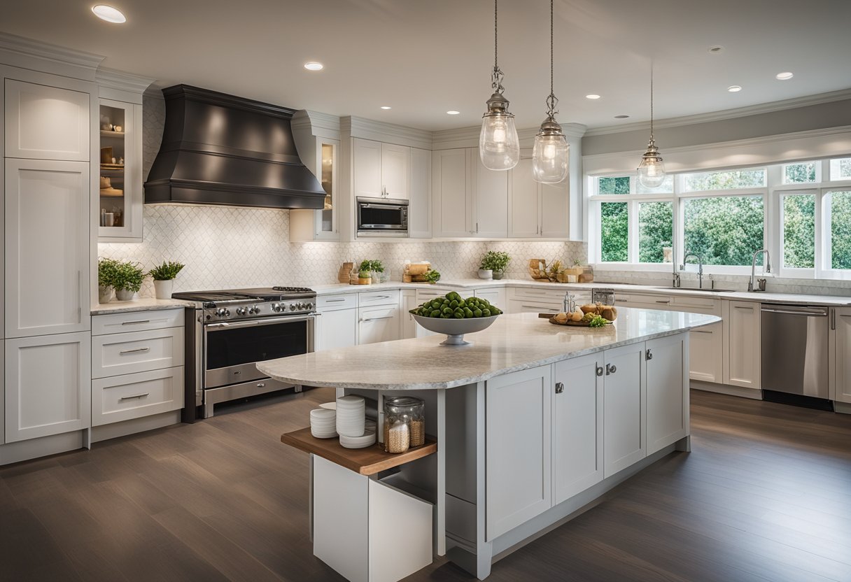 A spacious and well-lit kitchen with lower countertops, pull-out shelves, and lever-handled faucets for easy access