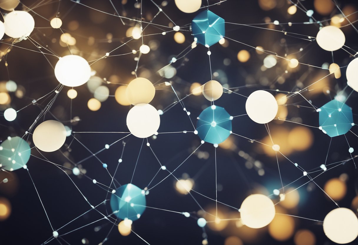 Various businesses join together, exchanging ideas and resources. A web of connections and collaborations forms, symbolizing creativity and growth