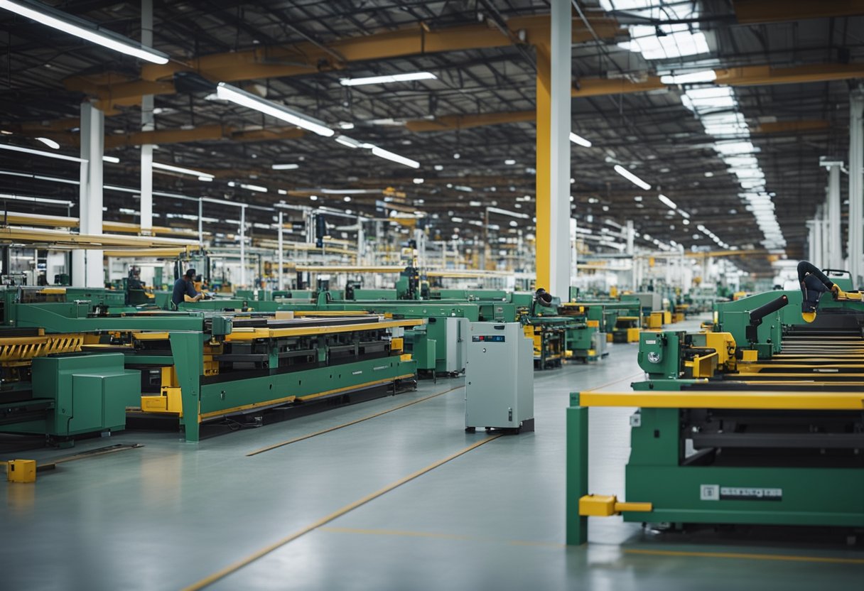 Machinery hums as workers assemble iron beds and furniture in a spacious Singapore factory