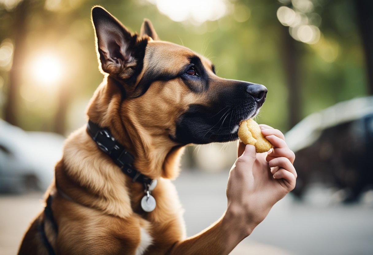 A dog licking a hand