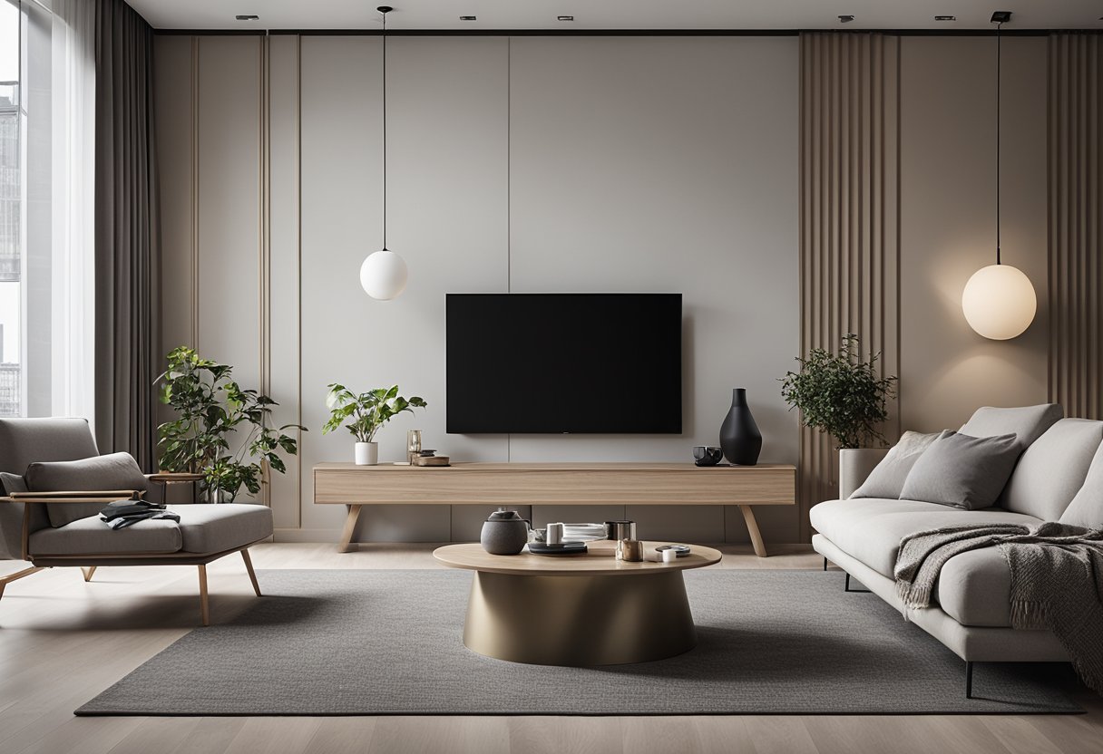 A modern living room with sleek, minimalist furniture from Montana Furniture Singapore. Clean lines, neutral colors, and a cozy atmosphere