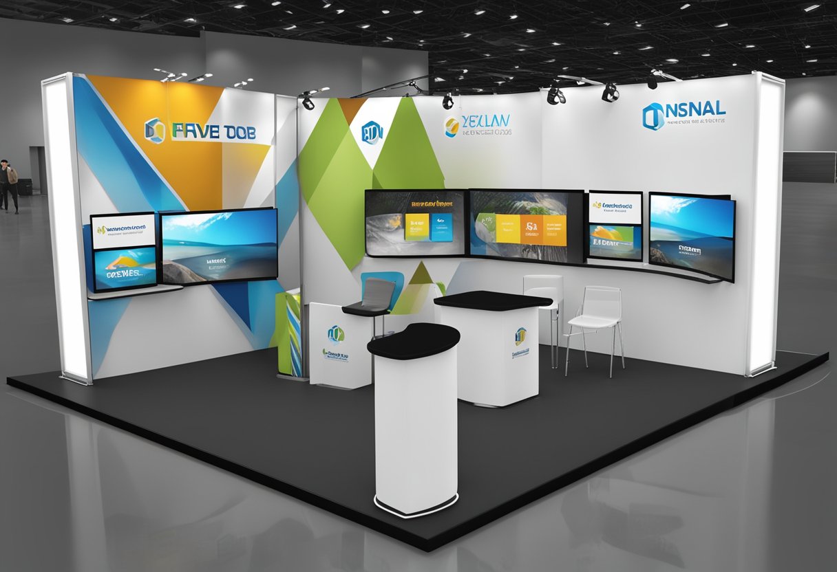 A 10x10 trade show booth display is being enhanced for functionality with added features and interactive elements