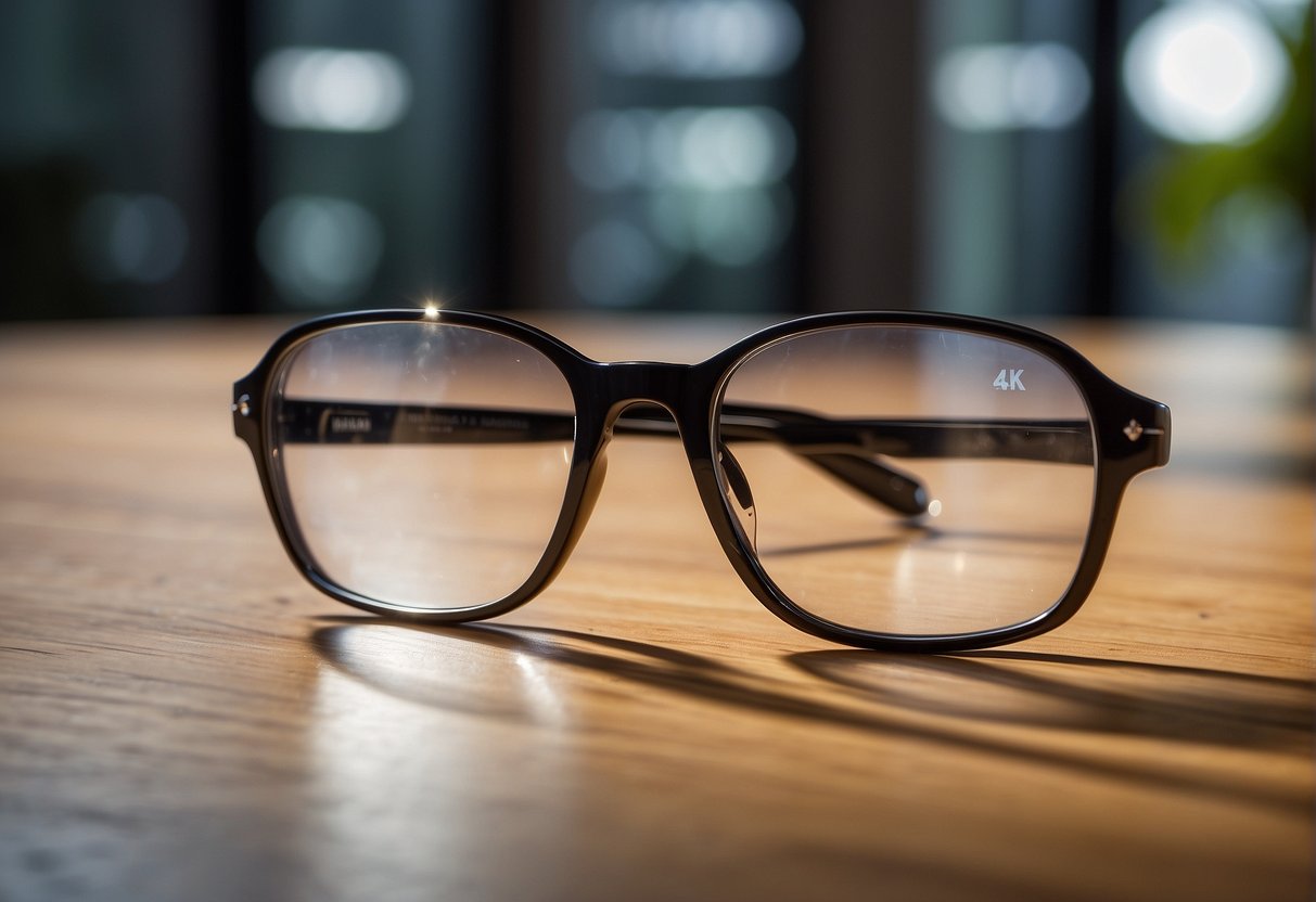 A pair of bifocal and progressive lenses on a table, showing the distinct line of division in the bifocals and the seamless transition in the progressive lenses