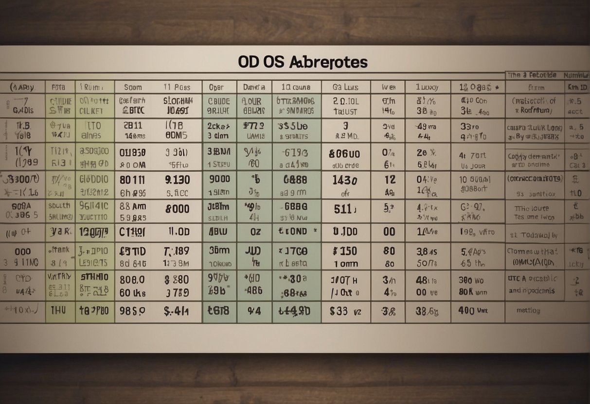 A chart with "OD" and "OS" abbreviations, with clear and legible text