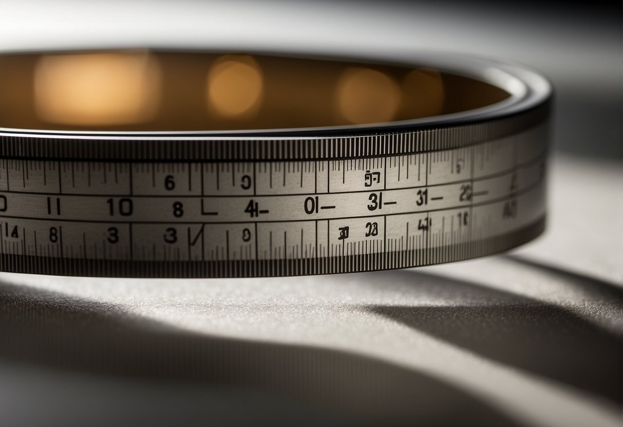 A ruler measures the distance between two lenses