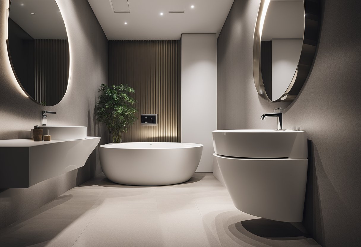 A modern toilet with a sleek, cylindrical design, featuring a top-mounted flush button and a smooth, seamless exterior