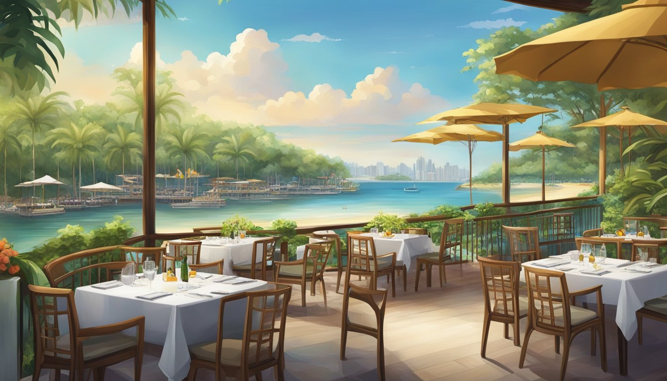 The vibrant ambiance of Sentosa restaurants, with lush greenery and stunning beach views, creates an unforgettable dining experience