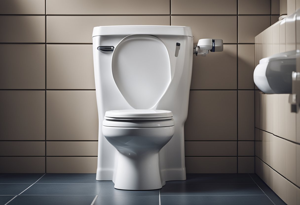 A squat toilet with ergonomic design, featuring a low, slanted platform and sturdy foot grips for optimal posture and comfort