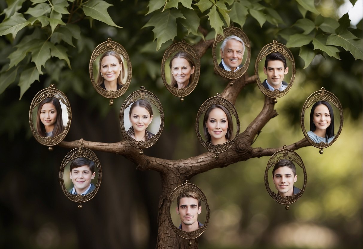 A family tree with eye color inheritance patterns shown through generations