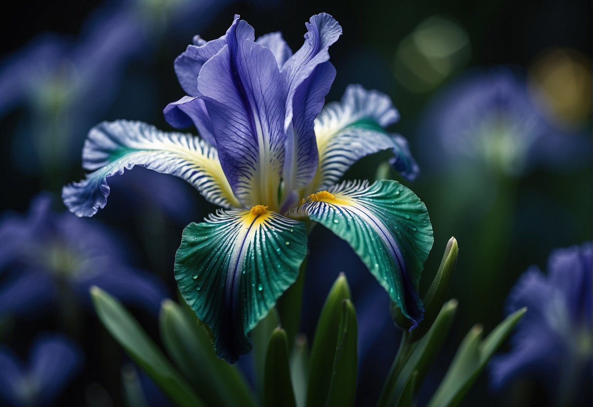 A sparkling emerald iris, set within a sea of sapphire, a rare and mesmerizing sight