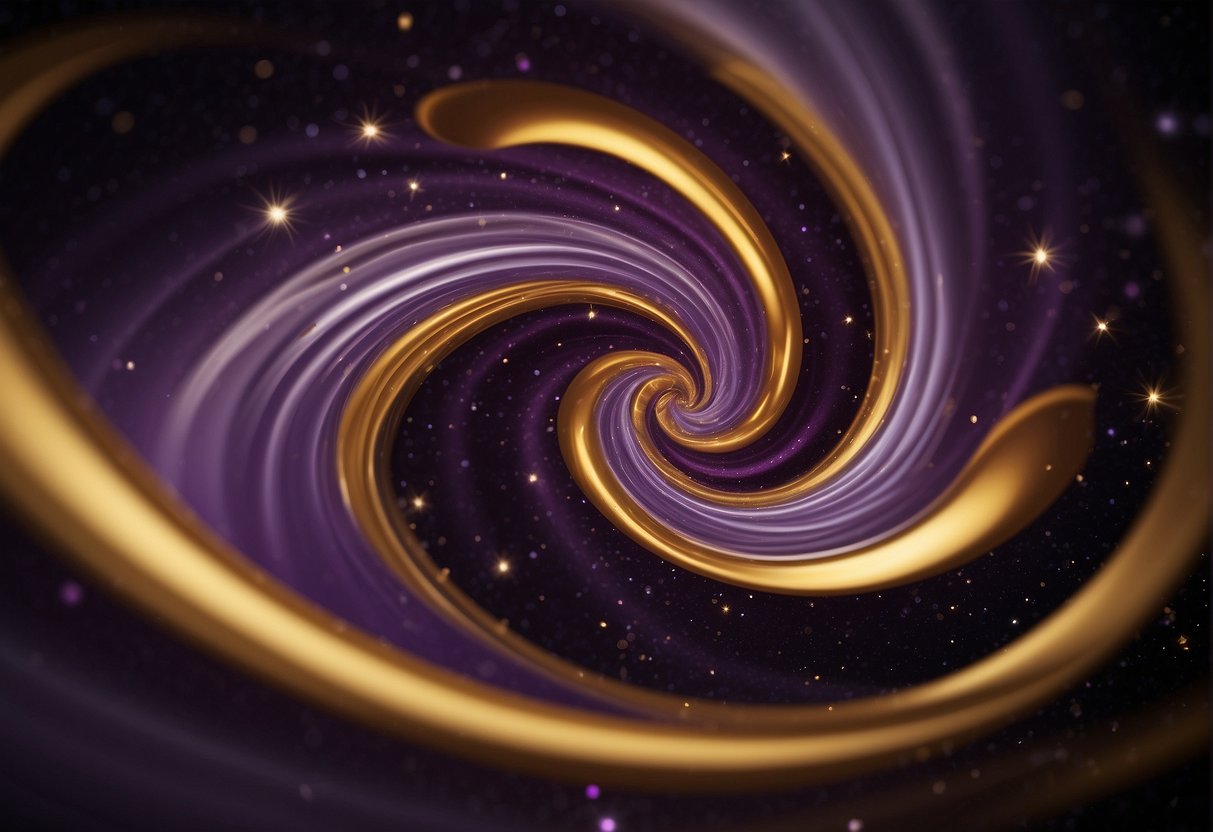 A mesmerizing swirl of violet and gold, like a galaxy captured in a single gaze