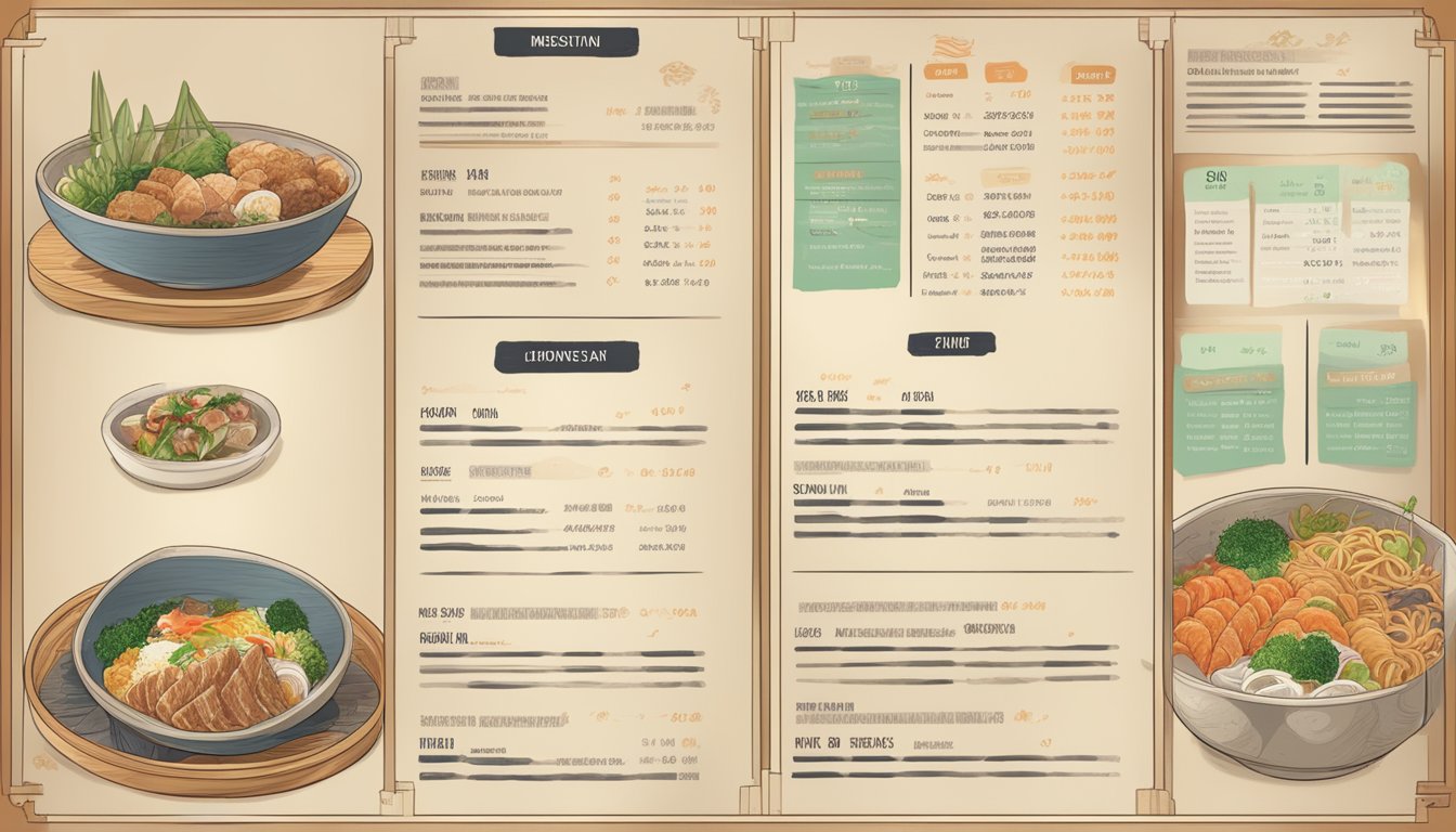 A menu board displaying pricing and recommendations for Ikoi Japanese restaurant