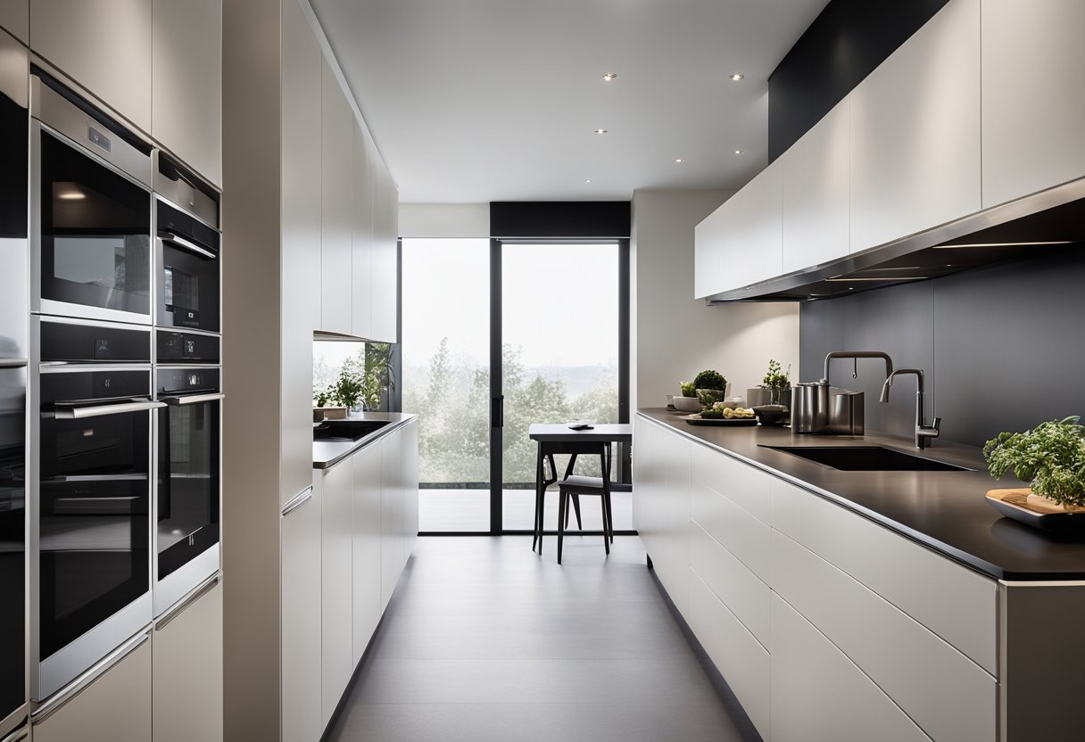 A modern Siematic kitchen with sleek, minimalist cabinets and high-end appliances