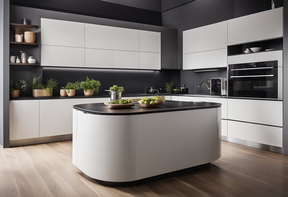 A sleek, modern kitchen with clean lines and high-quality materials. The space is open and inviting, with integrated appliances and ample storage. The design exudes sophistication and functionality