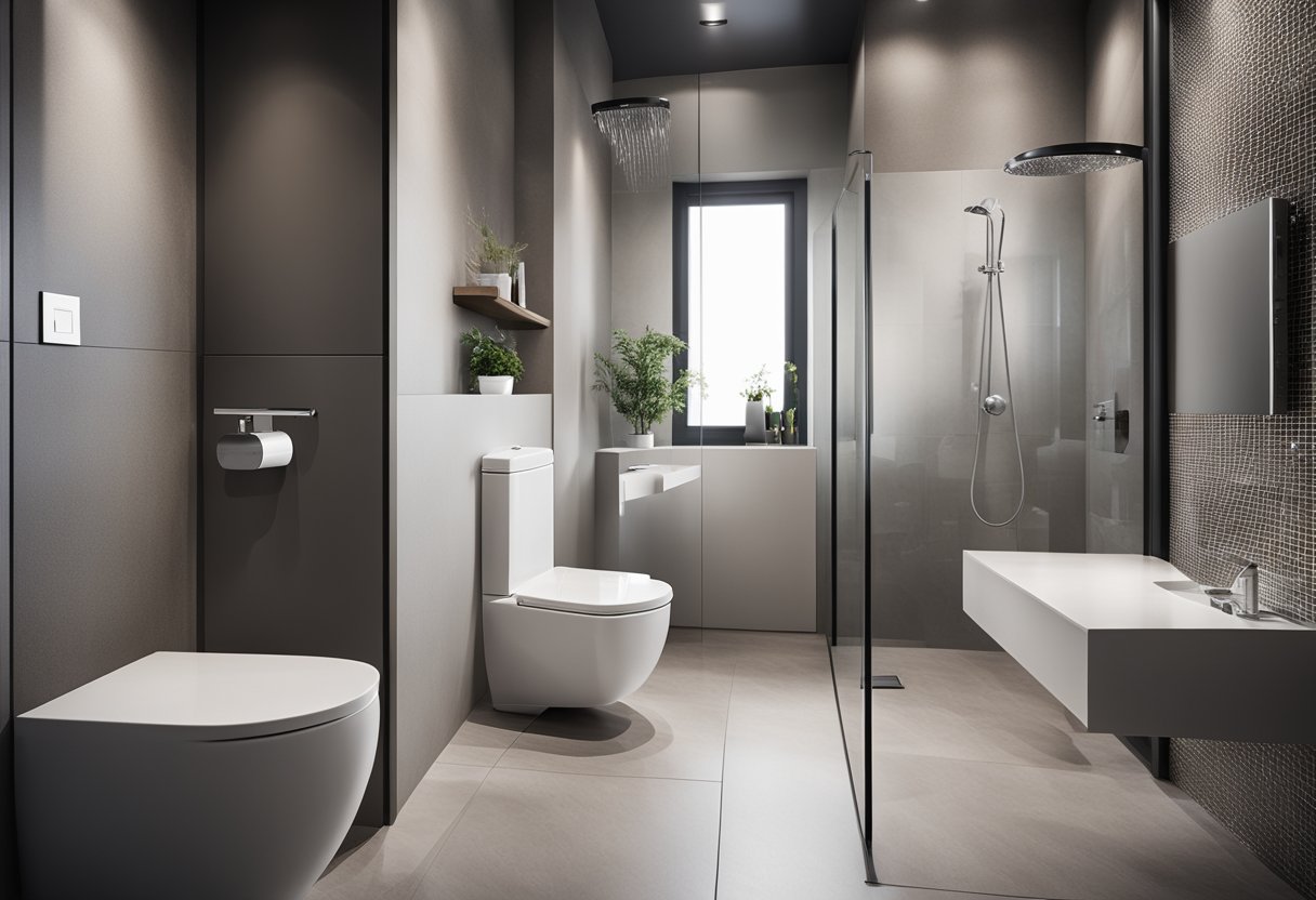 A modern toilet and shower combo with sleek, minimalist design and user-friendly features