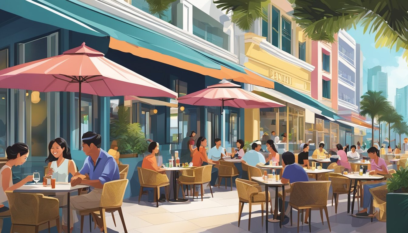 The bustling South Beach restaurants in Singapore exude a vibrant and chic lifestyle, with modern architecture and outdoor dining areas overlooking the city skyline