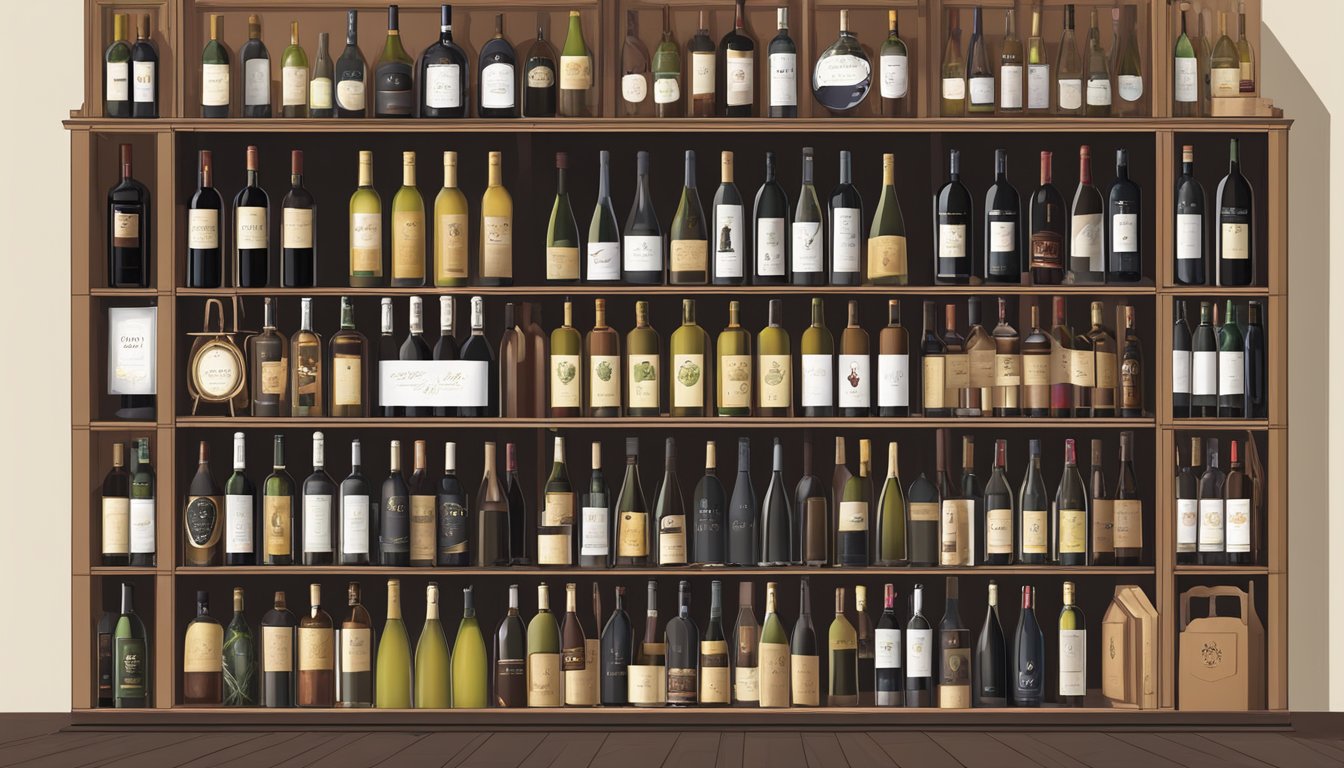 The wine selection at ginett restaurant & wine bar is displayed on shelves with various offers and promotions