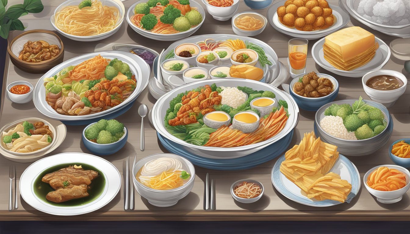 A table adorned with exquisite menu offerings at a Beijing restaurant
