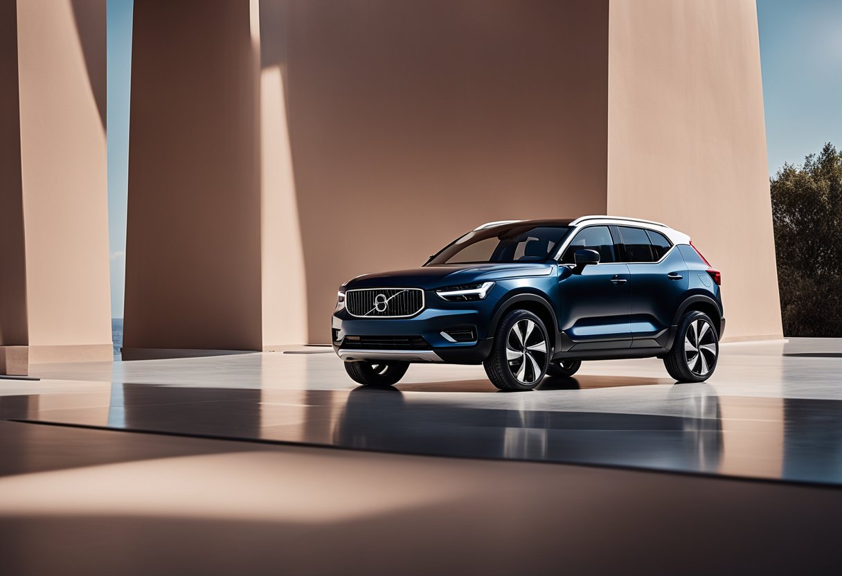 The XC40 Recharge sits atop a pedestal, with sleek lines and minimalist design, reminiscent of Nordic art. Its sculptural form exudes a sense of legacy and modernity, a true representation of Scandinavian craftsmanship