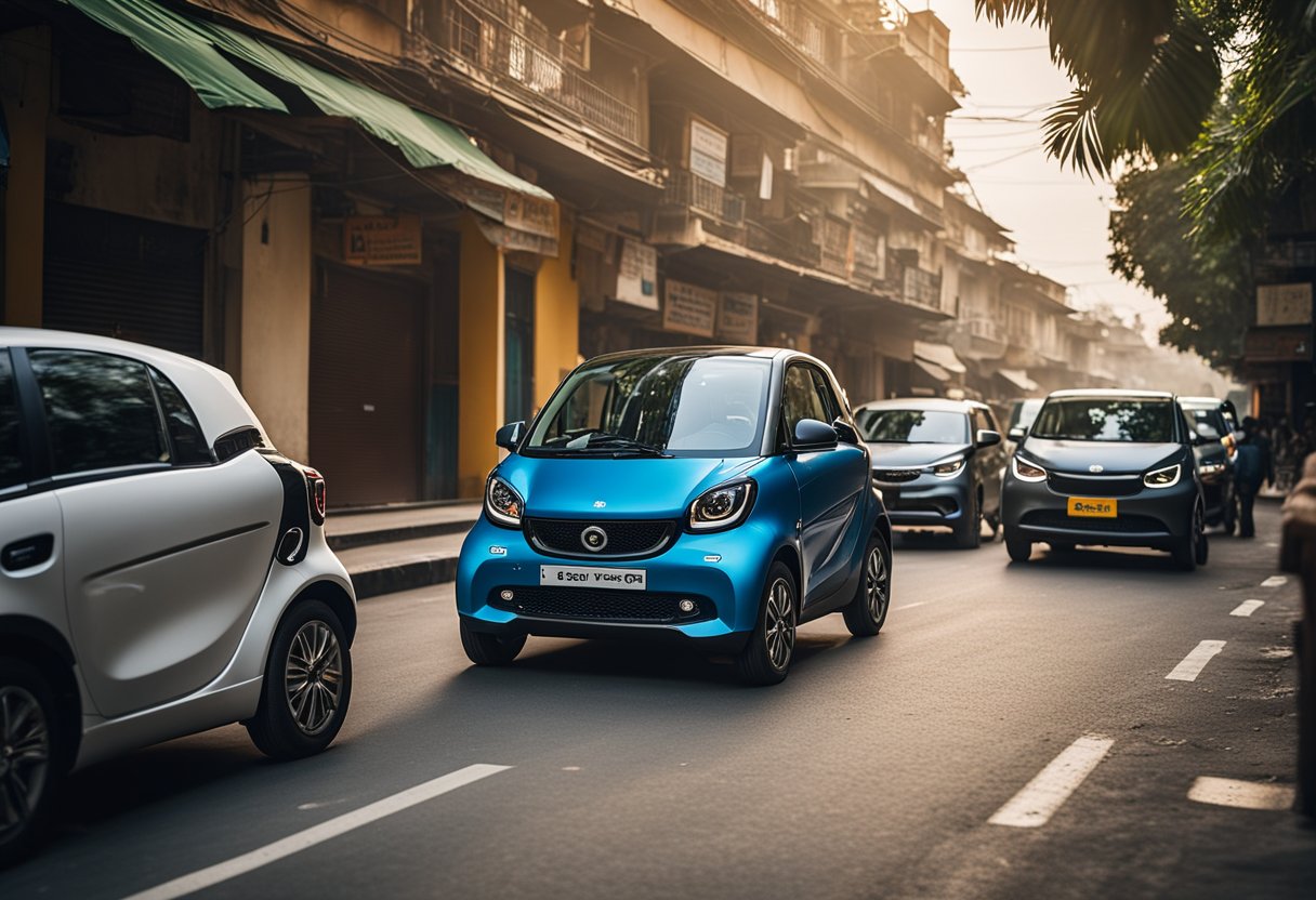 The Smart EQ zips through narrow Indian streets, benefitting from government policies and incentives. Its compact size conquers the cramped urban environment