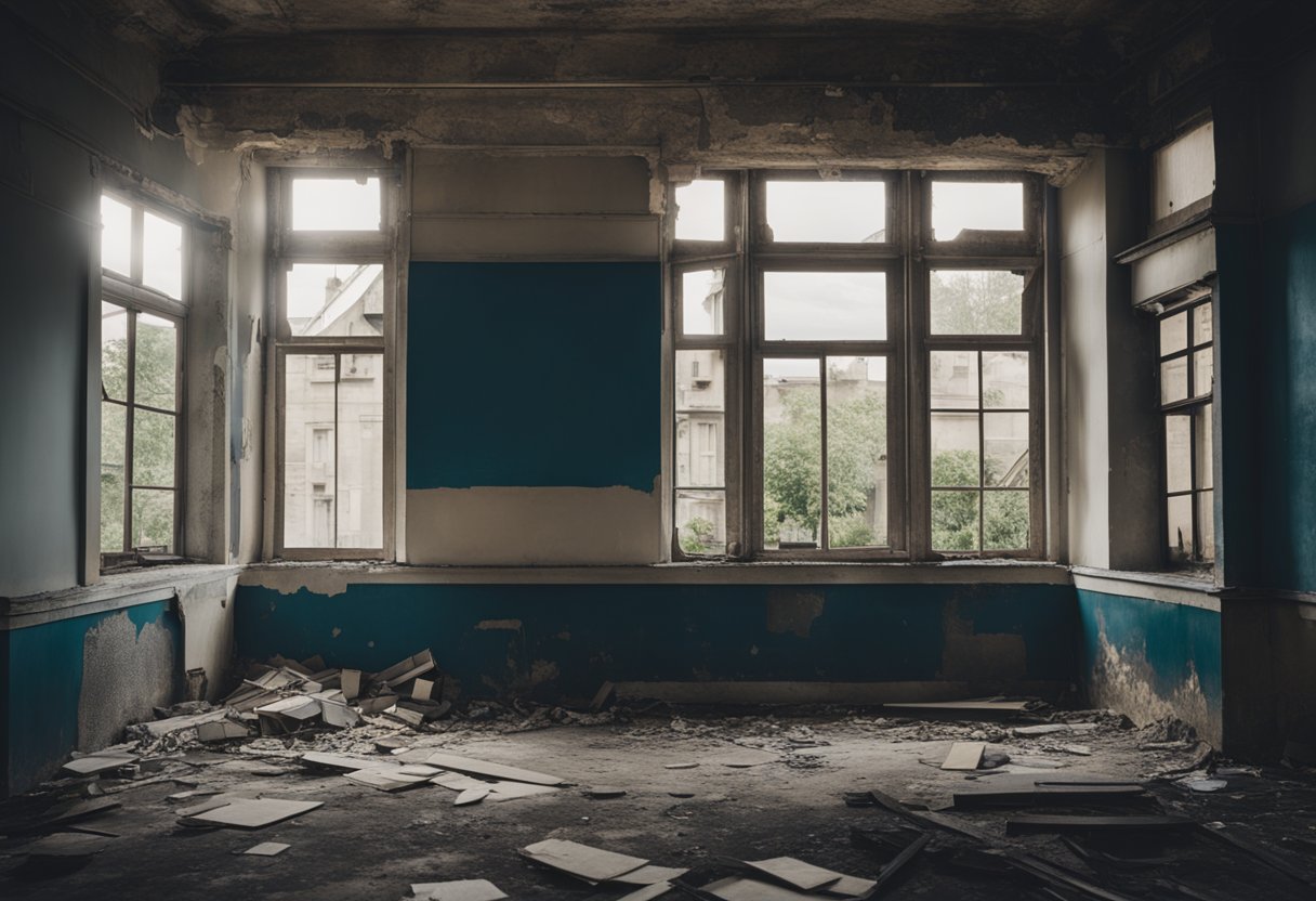 A dilapidated house transformed into a modern marvel. Crumbling walls replaced with sleek surfaces. A once outdated interior now a stylish space